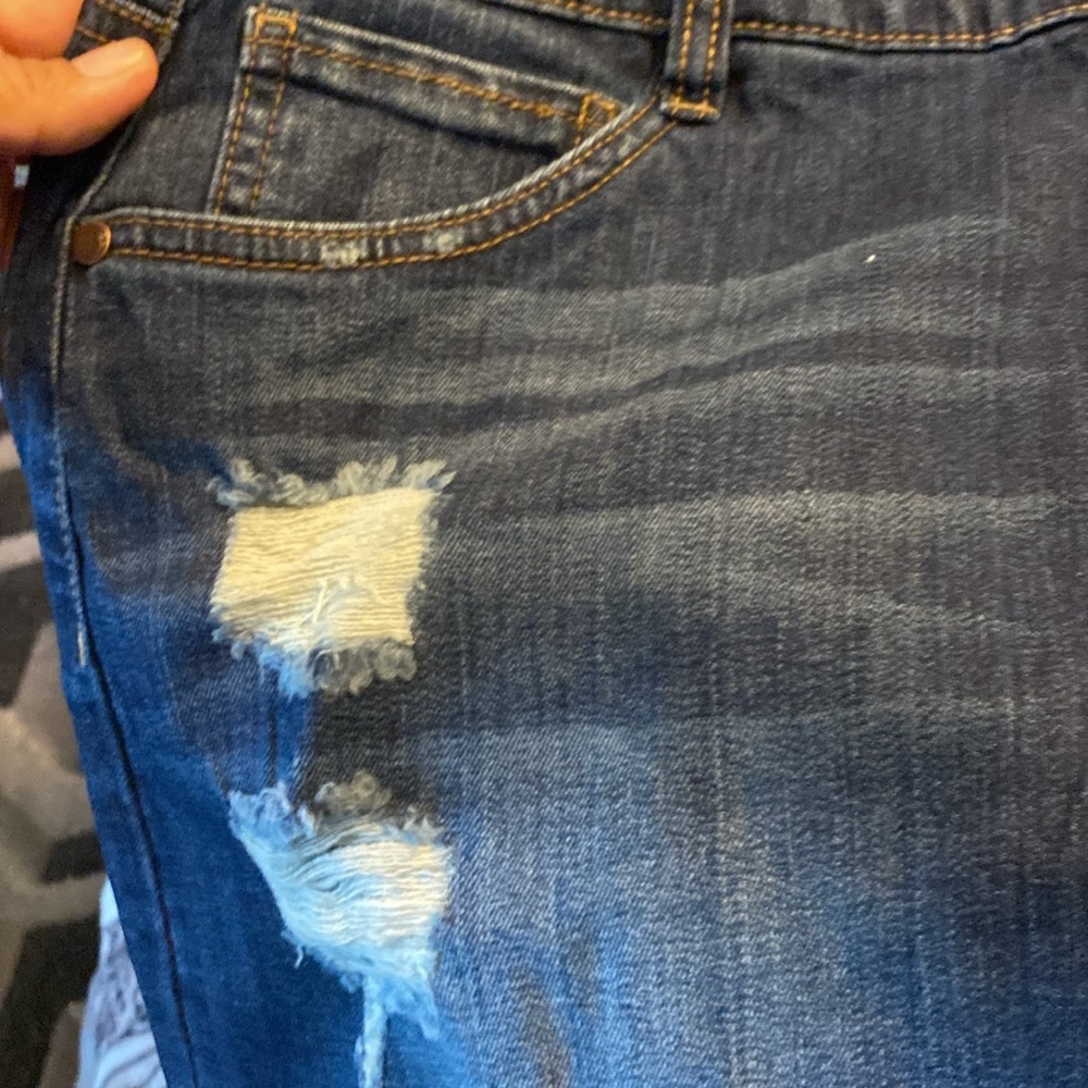 Dollhouse Junior's Ripped Denim Skirtall Blue - Picture 11 of 13